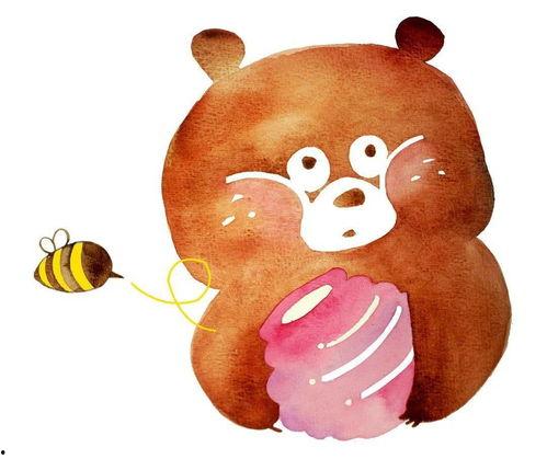 小熊吃瓜相片,夏日清凉瞬间